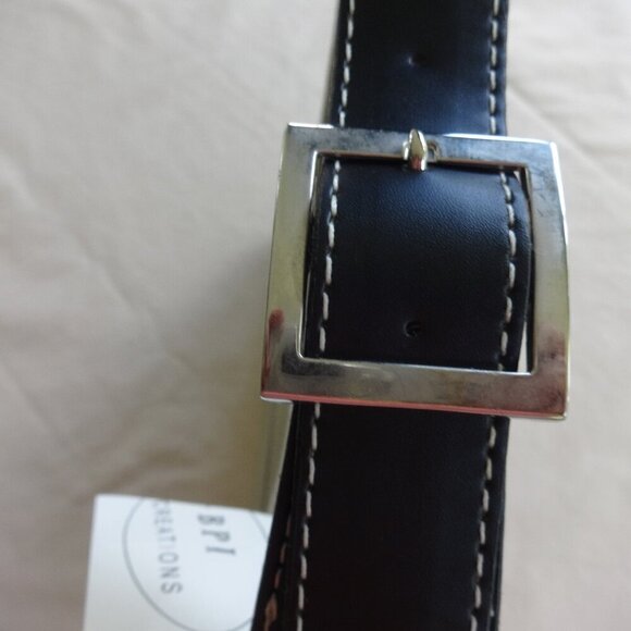 BPI Creations shoulder bag , tan canvas, black faux leather trim, top zip, NWT, - Picture 8 of 16